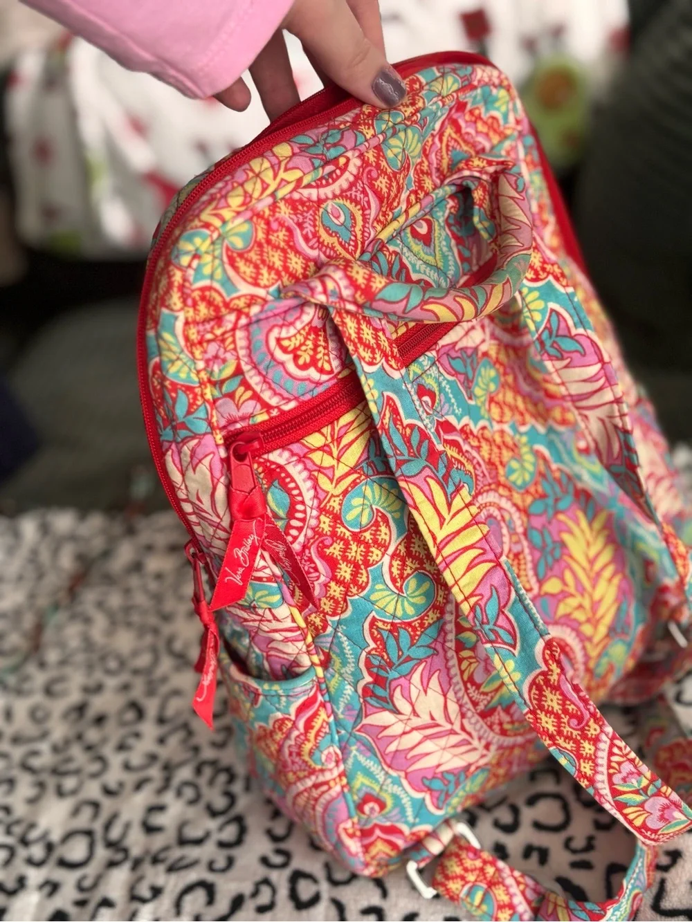 Vera Bradley Multicolor Red Paisley Quilted Backpack